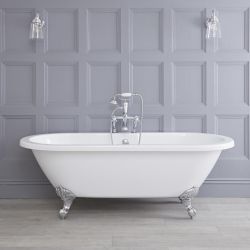 Bañera Acrílica Exenta en Estilo Antiguo con Doble Respaldo  - 1780mm x 825mm - Patas Disponibles en Distintos Acabados - Legend