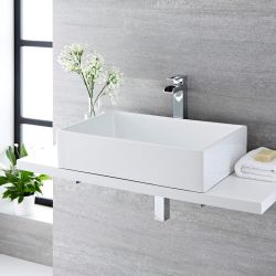 Lavabo Sobre Encimera Rectangular de Cerámica 600x390mm - Haldon