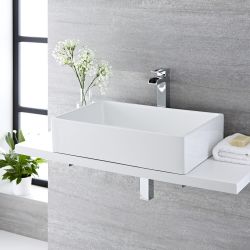Lavabo Sobre Encimera Rectangular de Cerámica 600x390mm - Haldon