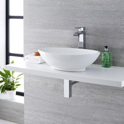 Lavabo Sobre Encimera Oval de Cerámica 520x320mm - Kenton