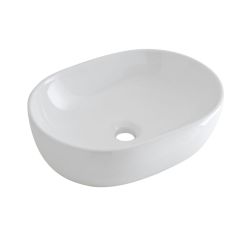 Lavabo Sobre Encimera Oval de Cerámica 575x360mm con Mezclador de Lavabo Mural - Otterton