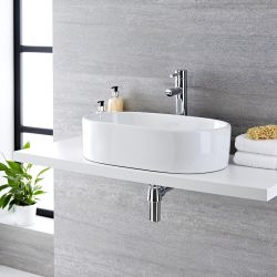 Lavabo Sobre Encimera Oval de Cerámica 575mm x 360mm - Otterton