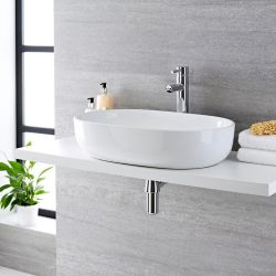 Lavabo Sobre Encimera Oval de Cerámica 590x425mm - Otterton