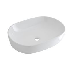 Lavabo Sobre Encimera Oval de Cerámica de 590x425mm con Mezclador de Lavabo Mural - Otterton