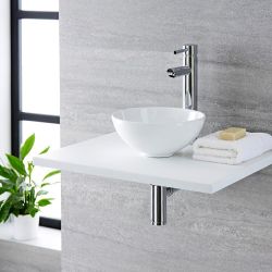 Lavabo Sobre Encimera Redondo de Cerámica 120x280mm - Ashbury