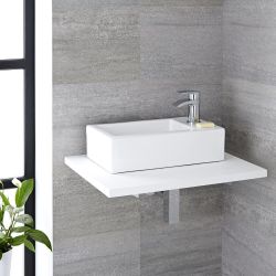 Lavabo Sobre Encimera Rectangular de Cerámica 450x250mm - Sandford