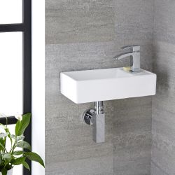 Lavabo Suspendido Rectangular de Cerámica 400x220mm - Halwell