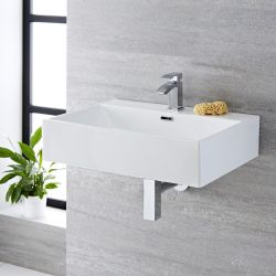 Lavabo Suspendido Rectangular Monoforo de Cerámica Blanca 605mm x 430mm mm - Sandford