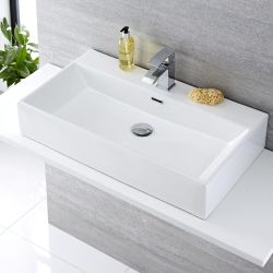Lavabo Sobre Encimera Rectangular de Cerámica 750x420mm - Sandford