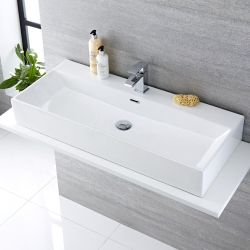 Lavabo Sobre Encimera Rectangular de Cerámica 1000x420mm - Sandford