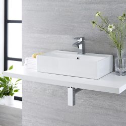 Lavabo Sobre Encimera Rectangular de Cerámica 550x310mm - Halwell