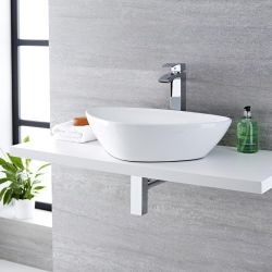 Lavabo Sobre Encimera Oval de Cerámica 590x390cm - Kenton