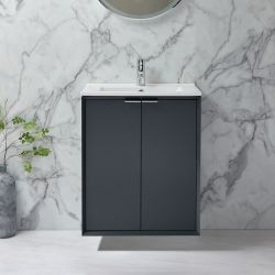 Mueble de Lavabo Mural Moderno - 610mm - Completo con Lavabo - Disponible con Distintas Manijas y Acabados - Edge