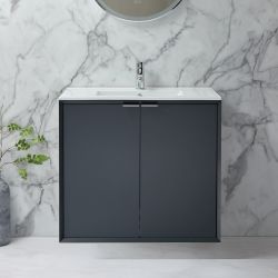 Mueble de Lavabo Mural Moderno - 810mm - Completo con Lavabo - Disponible con Distintas Manijas - Edge