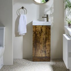 Mueble de Lavabo de Suelo - 400mm - Completo con Lavabo Disponible con Mueble y Lavabo en Distintos Acabados y Selección de Manijas - Cluo