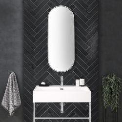 Espejo Mural Oval Cromado - 1000mm x 400mm - Gianna