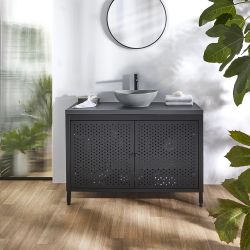 Mueble de Lavabo para Baño en Metal Negro de 1200mm - Selección de Lavabo Elements y Acabado de Encimera - Beswick