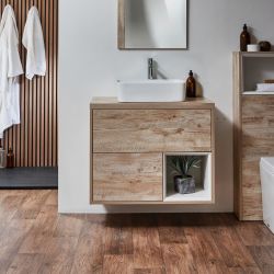 Mueble de Lavabo Moderno de Suelo - 800mm Completo con Lavabo - Disponible en Distintos Acabados, con Opción de Lavabo y LED  - Edge