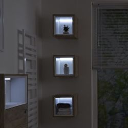 Mueble Suspendido Individual Moderno con Repisa Abierta - 300mm x 300mm - Disponible en Distintos Acabados y con Luz LED - Hoxton