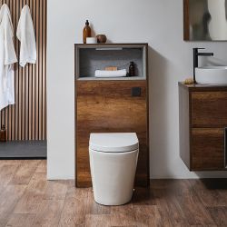 Mueble Completo con Inodoro Color Roble Oscuro con Diseño Abierto de 600mm - Hoxton