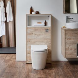 Mueble Completo con Inodoro Color Roble Claro con Diseño Abierto de 600mm - Hoxton