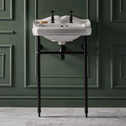 Lavabo Consola Tradicional con Estructura de Acero Inoxidable - 590mm - Elección de Acabados - Regent