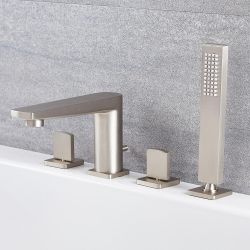 Batería de 4 Agujeros Sobre Bañera de Color Níquel Cepillado - Harting