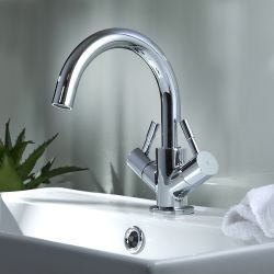 Grifo Mezclador de Lavabo Monoforo con Caño Giratorio - Cromado - Como