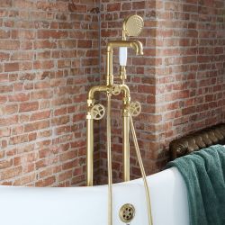 Grifo Mezclador para Bañera Independiente y Ducha Completo con Telefonillo en Estilo Industrial - Disponible en Distintos Acabados  - Zandra