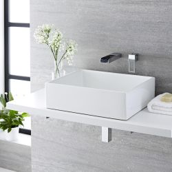 Lavabo Sobre Encimera Rectangular de Cerámica 490x390mm con Mezclador de Lavabo - Otterton