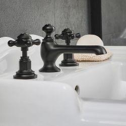 Grifo Mezclador para Lavabo de 3 Agujeros Diseño Tradicional con Manijas en Cruceta Disponible en Distintos Acabados - Elizabeth
