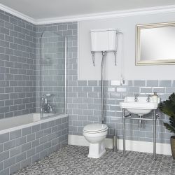 Conjunto de Baño Tradicional Completo Bañera, Inodoro con Cisterna Alta y Consola con Lavabo - Richmond