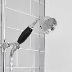 Hudson Reed Elizabeth - Columna de Ducha Tradicional con Barra Deslizante, Mezclador de Ducha Termostático Expuesto de 2 Funciones - Cromado y Negro