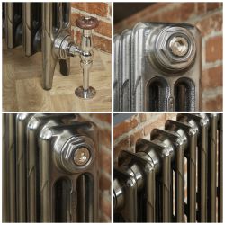 Radiador de Hierro Fundido de 3 Columnas - Altura de 660mm - Acabado Metal Gris Lúcido - Mercury