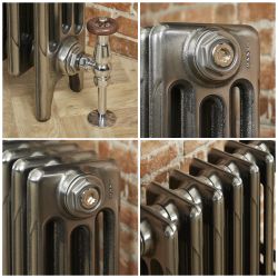 Radiador de Hierro Fundido de 4 Columnas - Altura de 960mm - Acabado Metal Gris Lúcido - Mercury