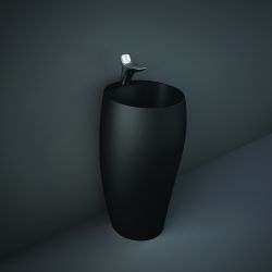  Lavabo Autoportante de Pie Moderno Negro - 490mm (1 Agujero para la Grifería) - RAK Cloud  x Hudson Reed