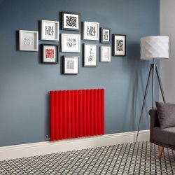 Radiador de Diseño Eléctrico Horizontal - Color Rojo (Siamese Red) Altura de 635mm - Disponible en Distintas Medidas, Opción de Termostato y Oculta Cables - Revive - Fabricado por Ecoso de Hudson Reed