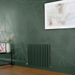 Radiador de Diseño Eléctrico Horizontal - Color Verde (Evergreen) Altura de 635mm - Disponible en Distintas Medidas, Opción de Termostato y Oculta Cables - Revive - Fabricado por Ecoso de Hudson Reed