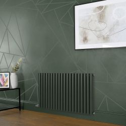 Radiador de Diseño Eléctrico Horizontal - Color Verde (Evergreen) Altura de 635mm - Disponible en Distintas Medidas, Opción de Termostato y Oculta Cables - Revive - Fabricado por Ecoso de Hudson Reed