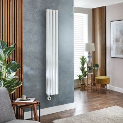 Radiador de Diseño Eléctrico Vertical Blanco - Disponible en Distintos Tamaños y Termostato Wi-Fi - con Opción de Enchufe o de Conexión a la Red Eléctrica - Revive Slim - Fabricado por ECOSO de Hudson Reed