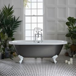 Bañera Acrílica Exenta en Estilo Antiguo con Borde Redondeado - 1780mm x 825mm - Disponible en Distintos Acabados Metalizados y con Patas en Distintos Acabados - Legend