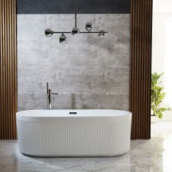 Bañera Exenta Moderna con Doble Respaldo y Diseño Acanalado - 1700mm x 800mm - Disponible con Rebosaderos en Distintos Acabados - Florence