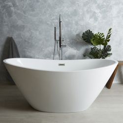 Bañera Exenta Moderna Oval Con Doble Respaldo - Disponible en Distintos Tamaños y con Selección de Rebosaderos en Distintos Acabados - Ashbury