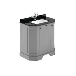 Mueble de Lavabo Tradicional Angular - 770mm con Encimera de Mármol Negra -  Disponible en Distintos Acabados y con Selección de Lavabo - Old London