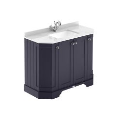 Mueble de Lavabo Tradicional Angular - 1020mm con Encimera de Mármol Blanca - Disponible en Distintos Acabados y con Selección de Lavabo - Old London