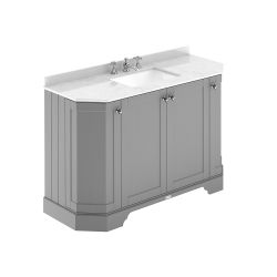 Mueble de Lavabo Tradicional Angular - 1220mm con Encimera de Mármol Blanca - Disponible en Distintos Acabados y con Selección de Lavabo - Old London