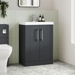 Mueble de Lavabo a Suelo de 500mm con Diseño Acanalado Completo con Lavabo - Disponible en Distintos Acabados