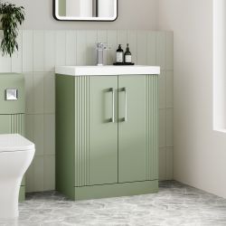 Mueble de Lavabo a Suelo de 600mm con Diseño Acanalado Completo con Lavabo - Disponible en Distintos Acabados