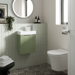 Mueble de Lavabo Suspendido de 400mm con Diseño Acanalado Completo con Lavabo - Disponible en Distintos Acabados