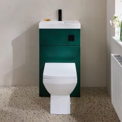 Conjunto de Baño Completo con Mueble de Lavabo y Mueble para WC  2 en 1 con Lavabo Elements, WC y WC Halwell - 500mm x 890mm - Selección de Acabados- Cluo